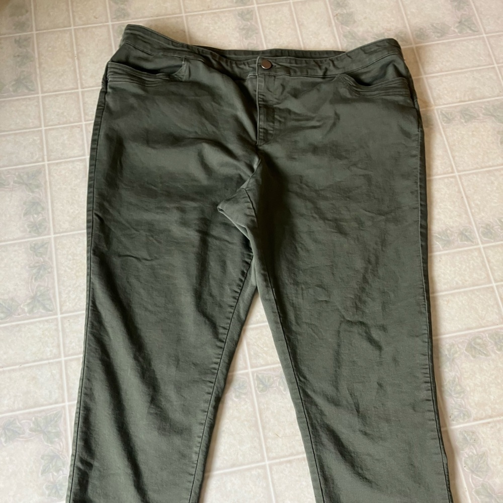 CJ Banks Olive Green Chino Pants 24W Average